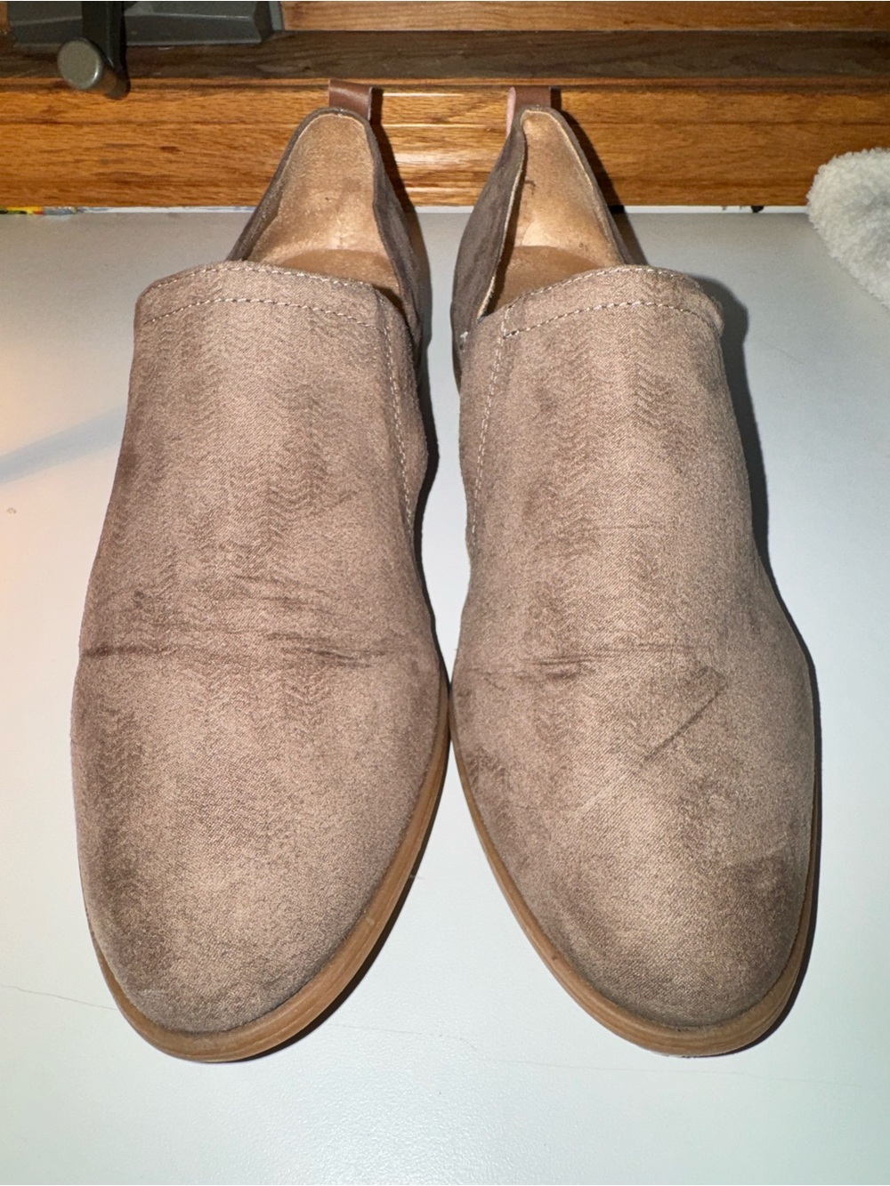 Women’s Suede Slip-On Loafers in Taupe